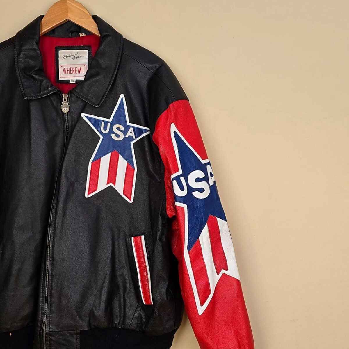 1980 Michael Hoban USA Flag Leather Jacket