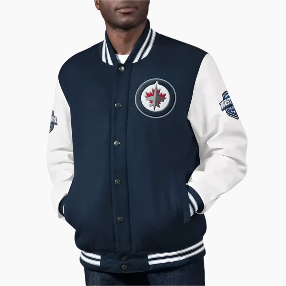 Blue NHL Winnipeg Jets Wool Varsity Jacket