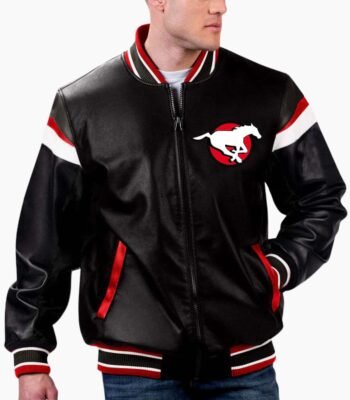 CFL Calgary Stampeders Varsity Leather Jacket