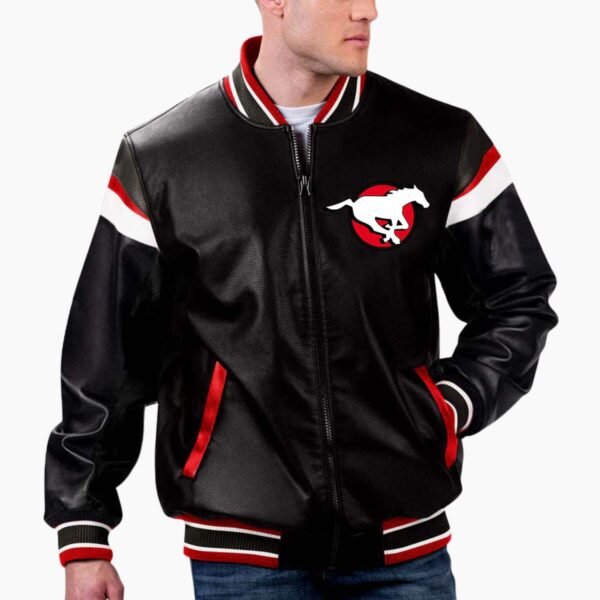 CFL Calgary Stampeders Varsity Leather Jacket