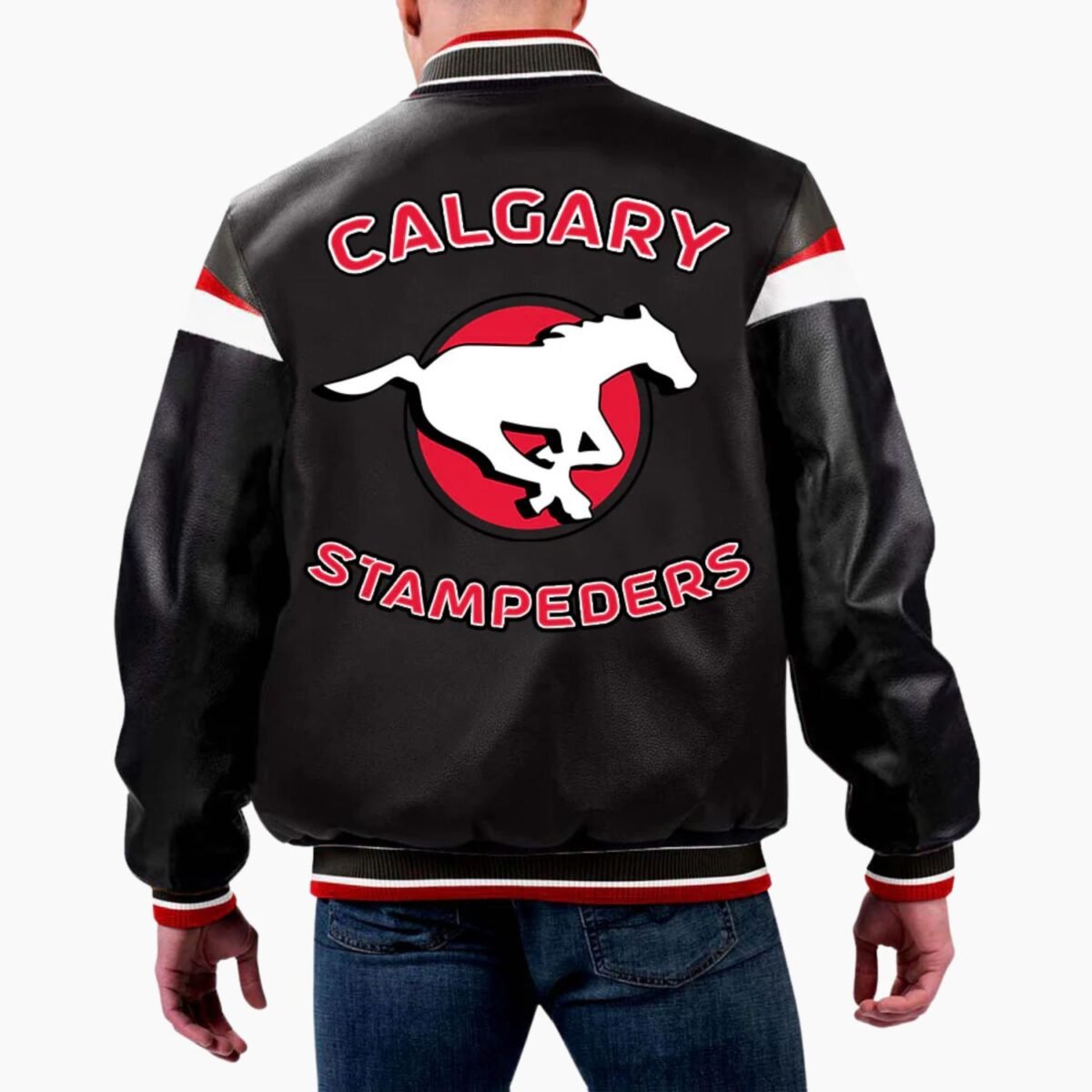 CFL Calgary Stampeders Varsity Leather Jacket