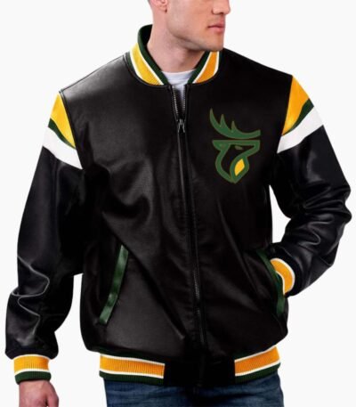 CFL Edmonton Elks Varsity Leather Jacket