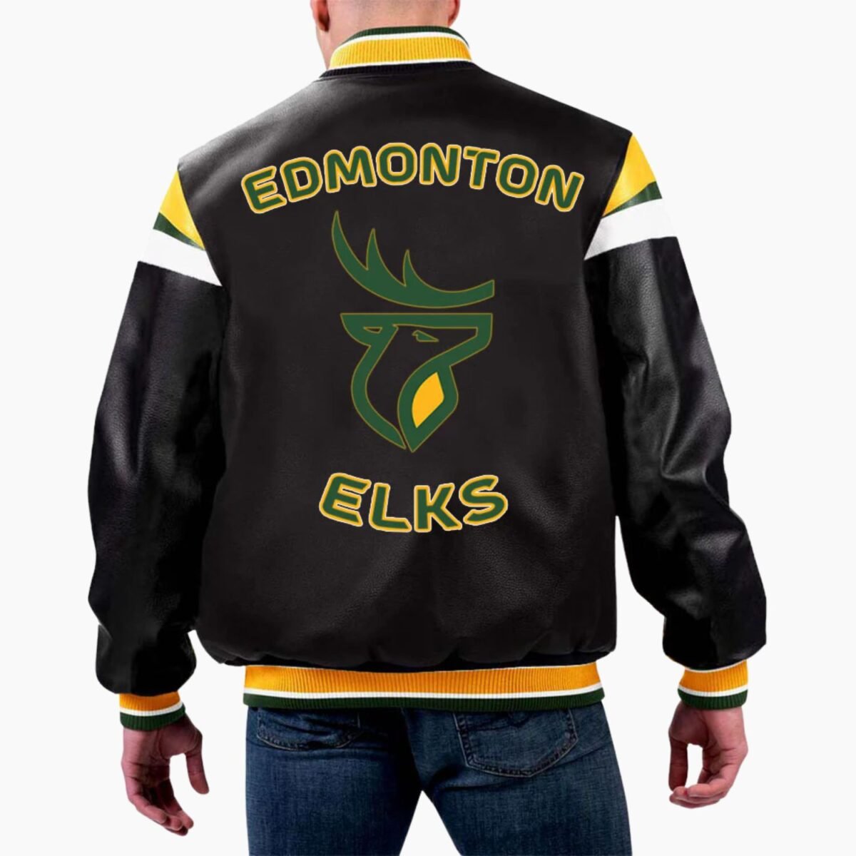 CFL Edmonton Elks Varsity Leather Jacket
