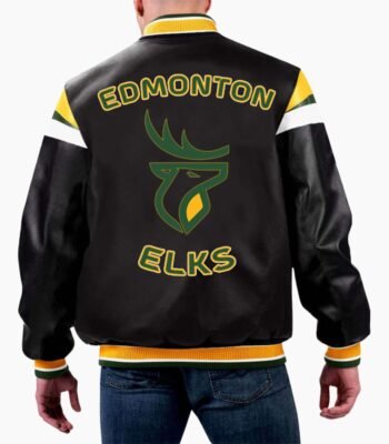 CFL Edmonton Elks Varsity Leather Jacket