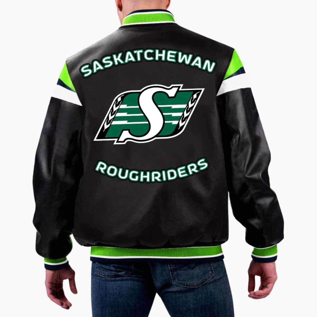 CFL Saskatchewan Roughriders Varsity Leather Jacket