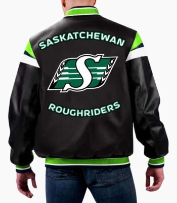 CFL Saskatchewan Roughriders Varsity Leather Jacket