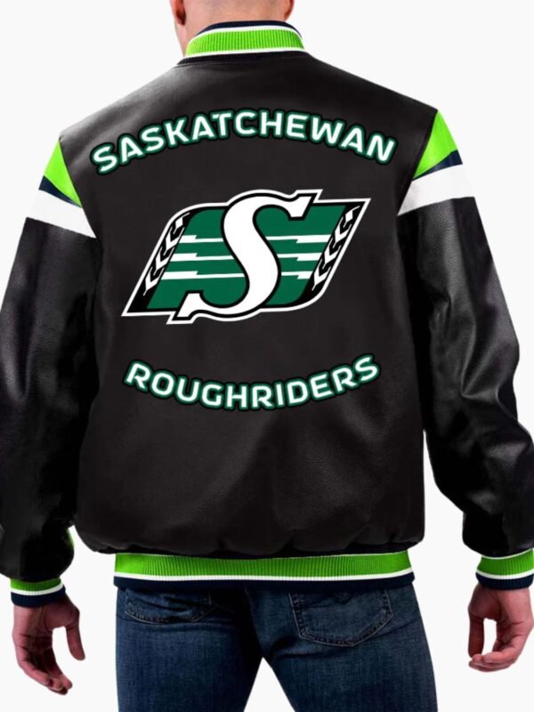 CFL Saskatchewan Roughriders Varsity Leather Jacket
