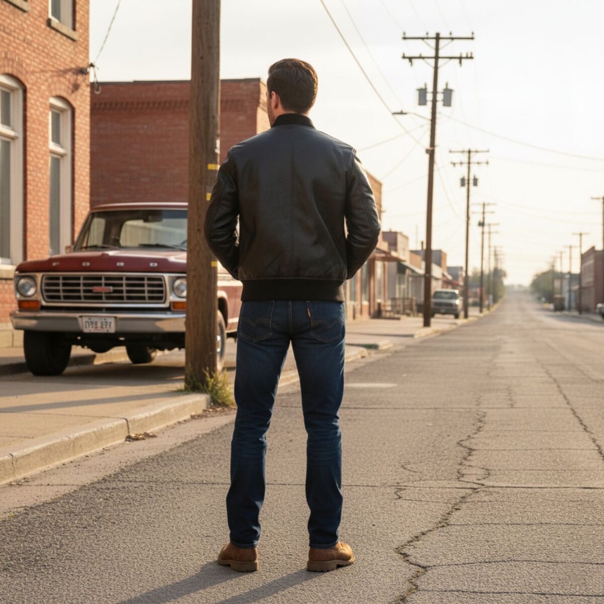Men's Black American Flag Leather Jacket