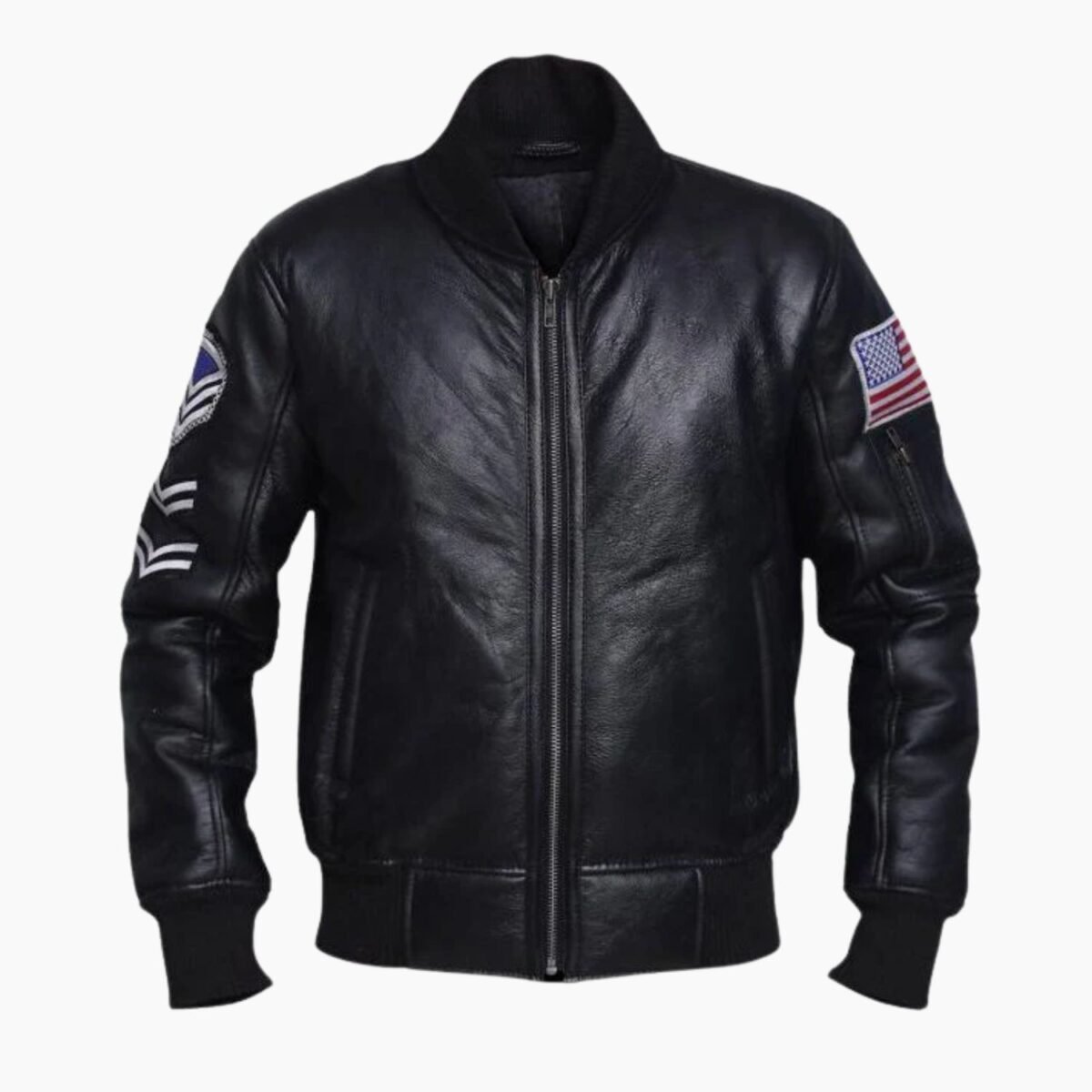 Men's Black American Flag Leather Jacket