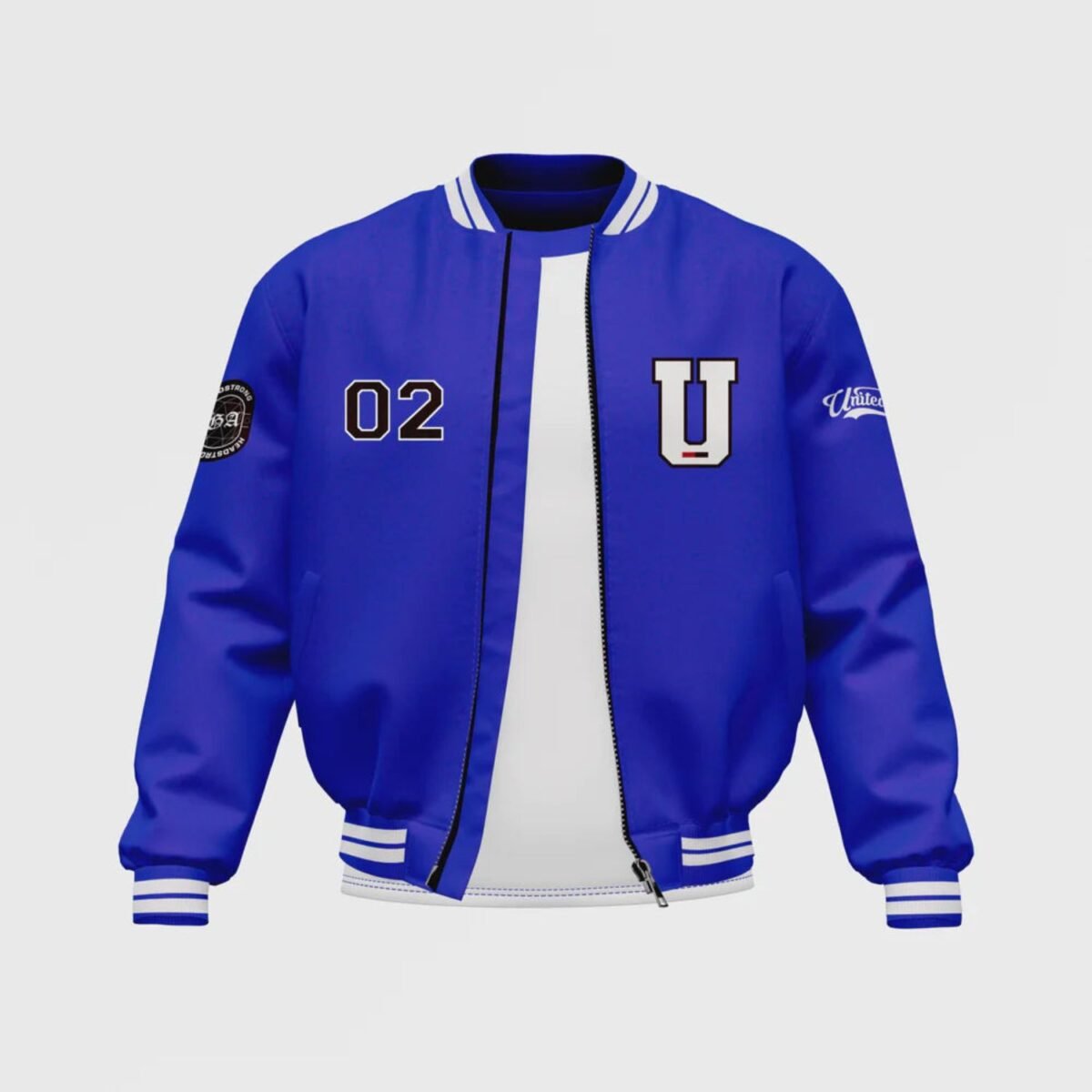 Men's Blue Satin Bomber Jacket
