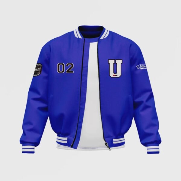 Men's Blue Satin Bomber Jacket