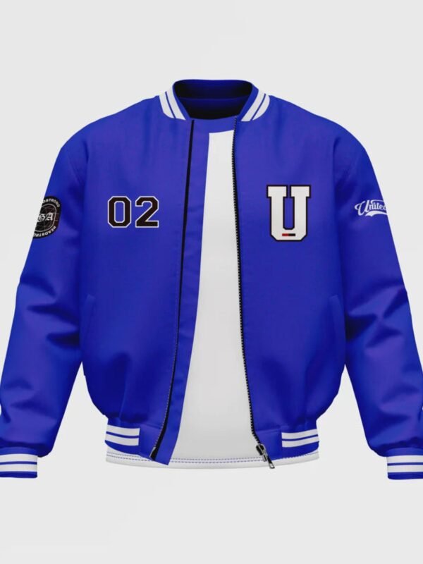 Men's Blue Satin Bomber Jacket