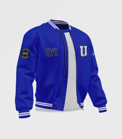 Men's Blue Satin Bomber Jacket