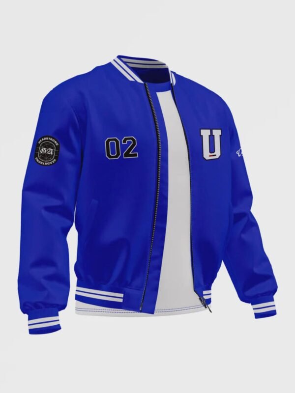 Men's Blue Satin Bomber Jacket