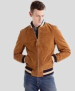 Men's Brown Suede Bomber Jacket