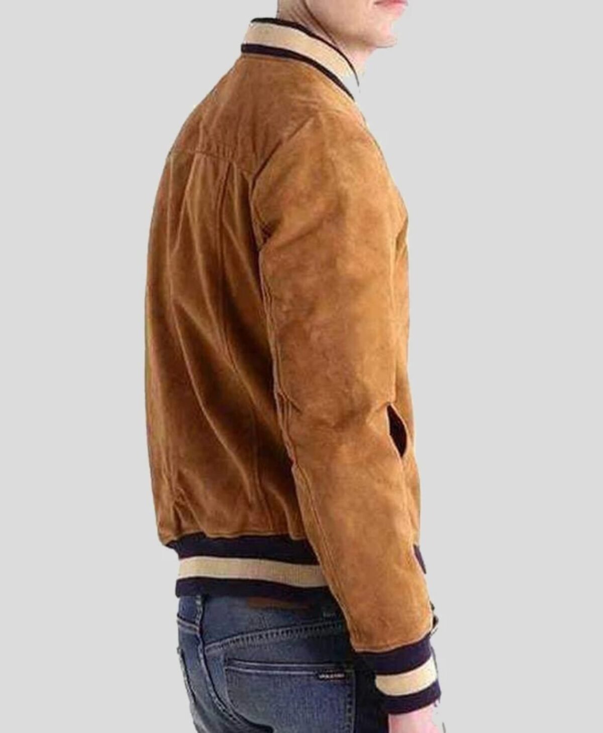 Men's Brown Suede Bomber Jacket