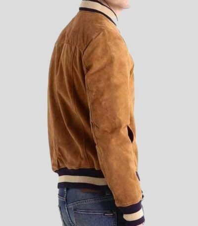 Men's Brown Suede Bomber Jacket