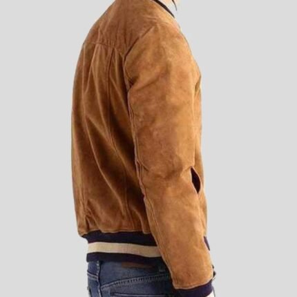 Men's Brown Suede Bomber Jacket
