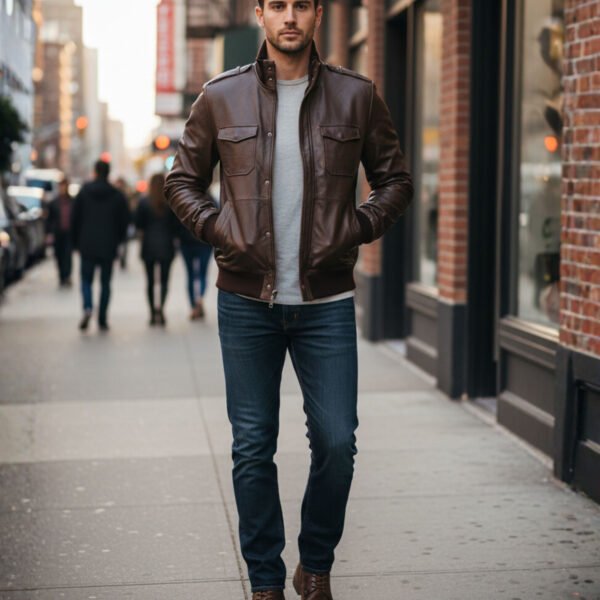 Men's Dark Brown Leather Jacket