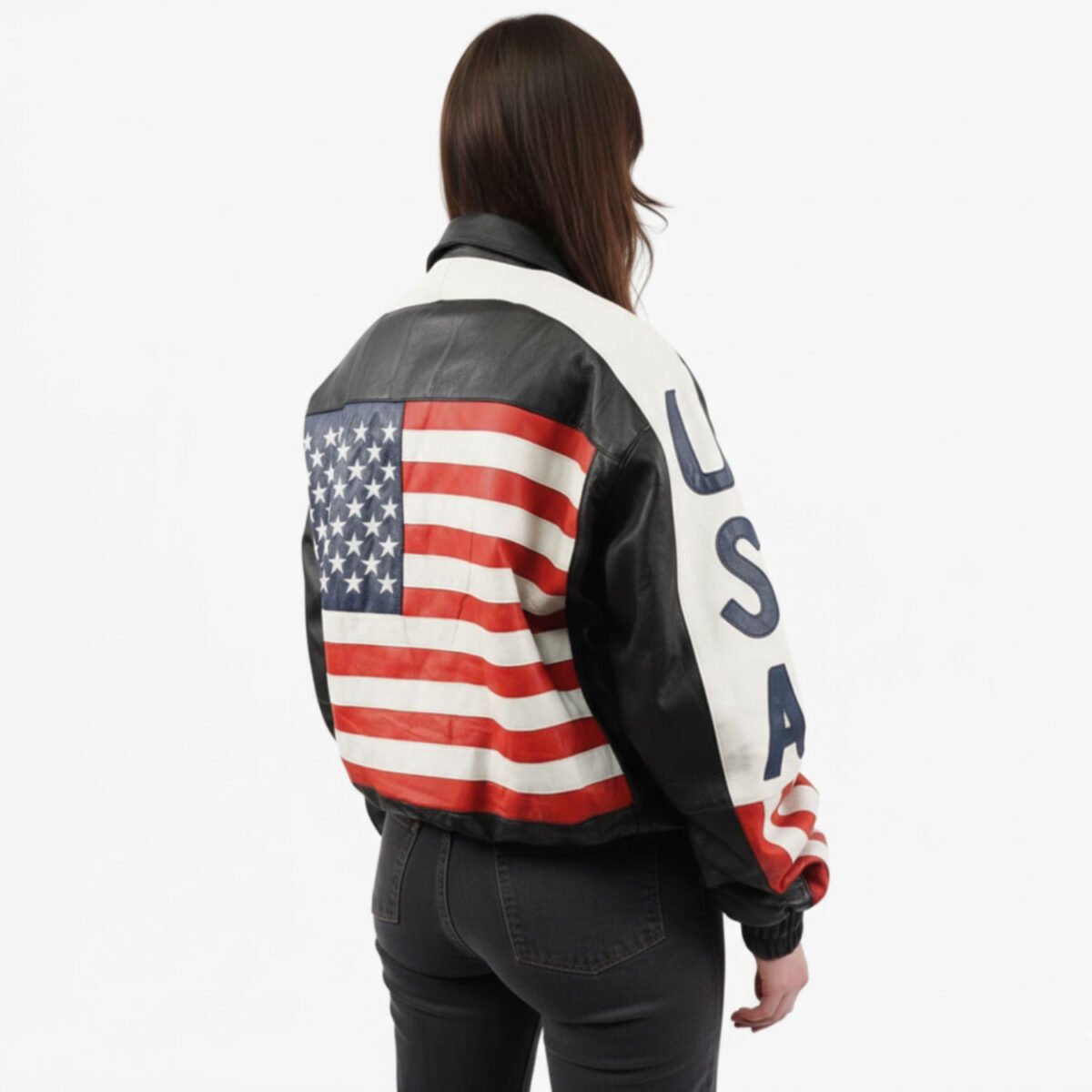 Michael Hoban American Flag USA Leather Jacket