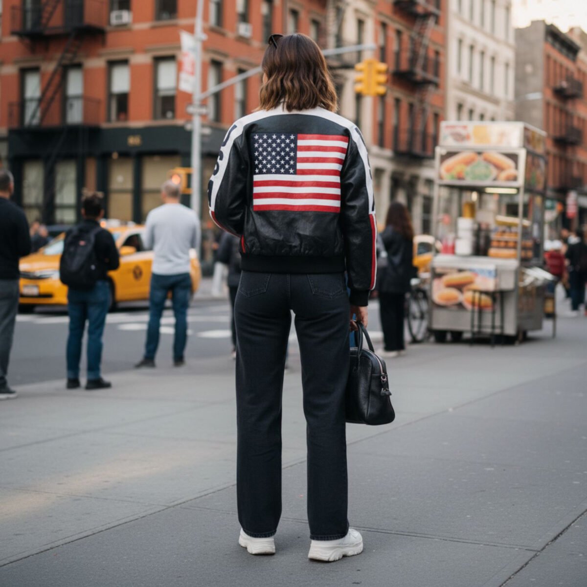 Michael Hoban American Flag USA Leather Jacket