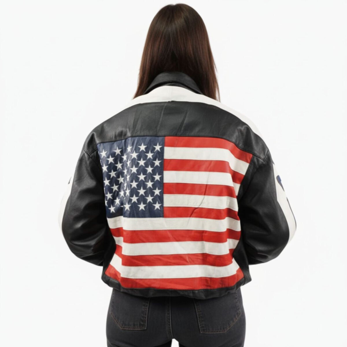 Michael Hoban American Flag USA Leather Jacket