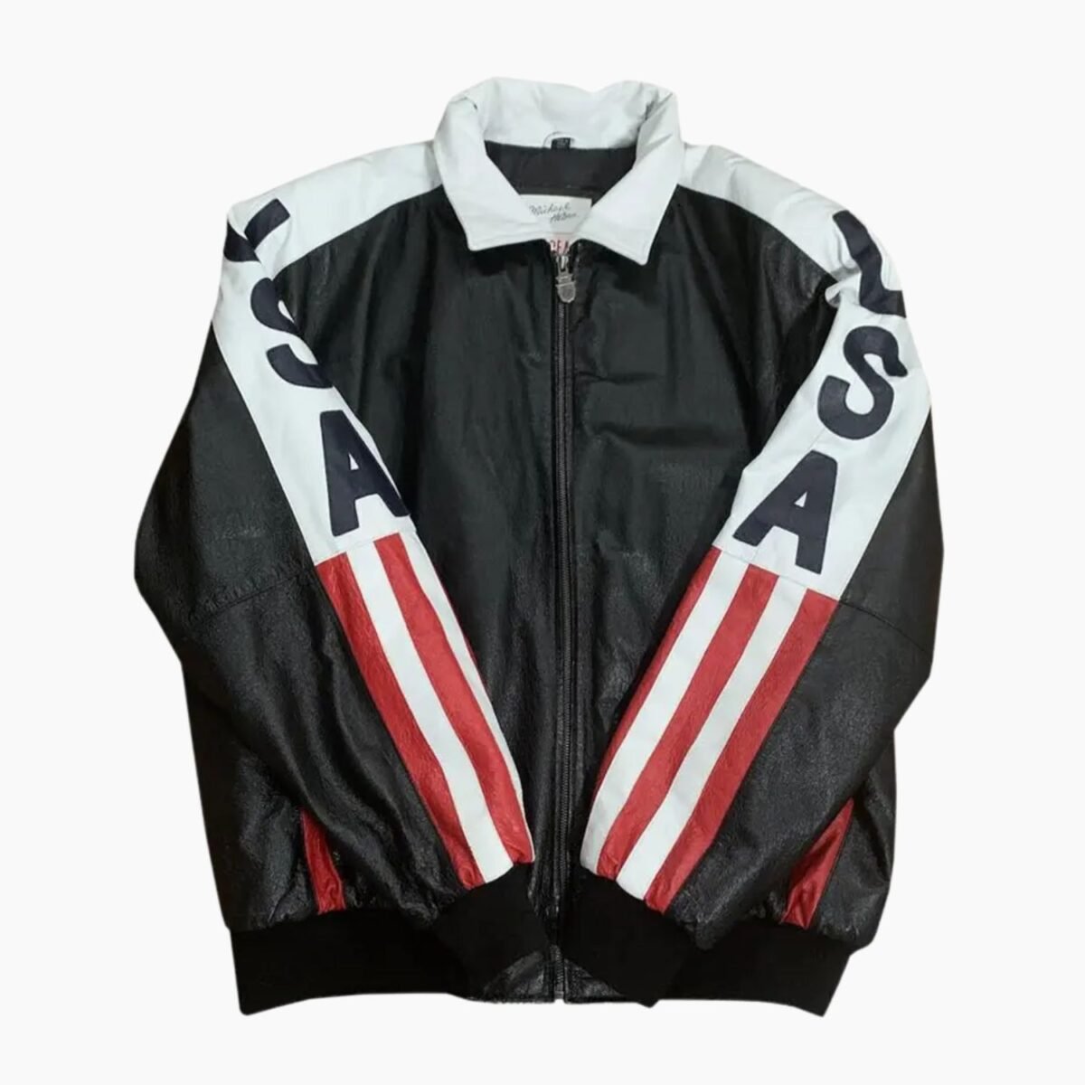 Michael Hoban American Flag USA Leather Jacket