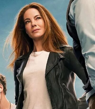 Michelle Monaghan The Family Plan Black Leather Jacket