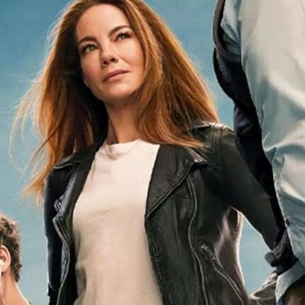 Michelle Monaghan The Family Plan Black Leather Jacket