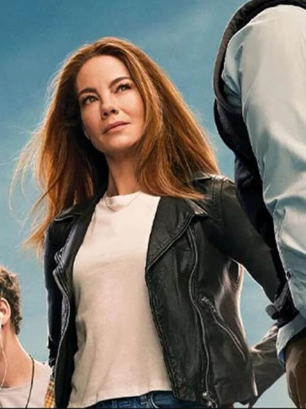 Michelle Monaghan The Family Plan Black Leather Jacket