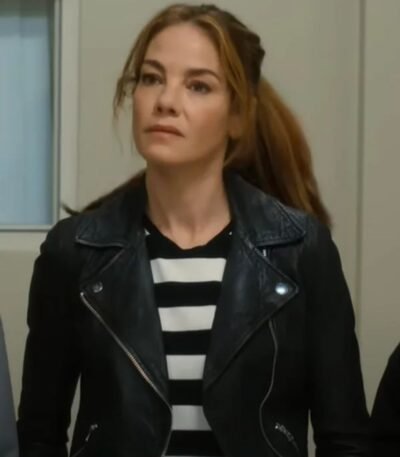 Michelle Monaghan The Family Plan Black Leather Jacket