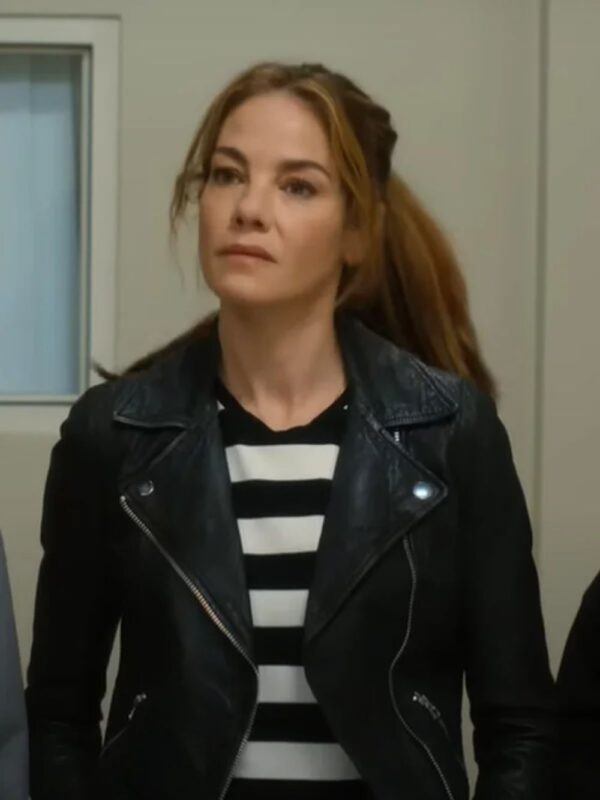 Michelle Monaghan The Family Plan Black Leather Jacket