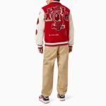 Multi Motif Varsity Jacket in Wool & Leather