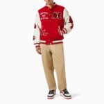 Multi Motif Varsity Jacket in Wool & Leather