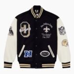 NFL Black New Orleans Saints Full Snap Wool Varsity Jacket