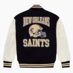 NFL Black New Orleans Saints Full Snap Wool Varsity Jacket