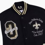 NFL Black New Orleans Saints Full Snap Wool Varsity Jacket