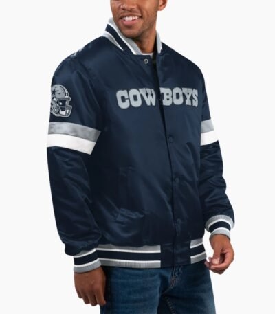 NFL Dallas Cowboys Navy Satin Varsity Jacket