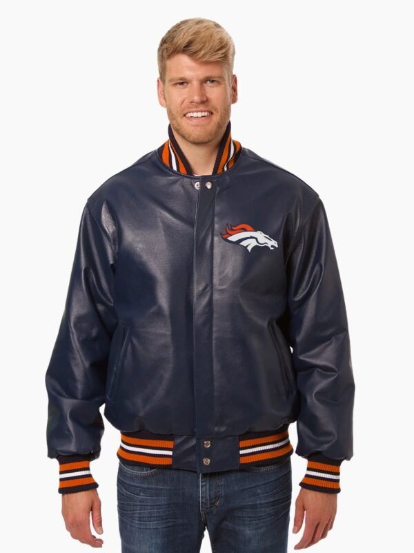 NFL Denver Broncos Leather Varsity Jacket