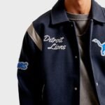 NFL Detroit Lions Classic Blue Wool Varsity Jacket