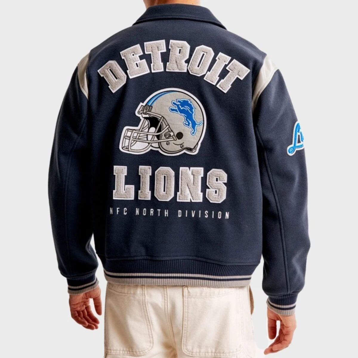 NFL Detroit Lions Classic Blue Wool Varsity Jacket