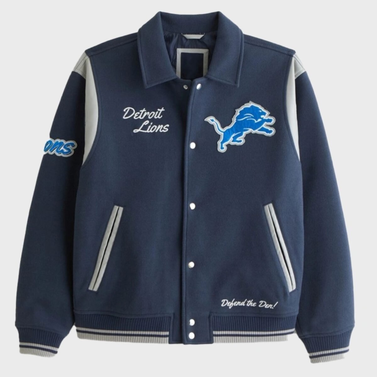 NFL Detroit Lions Classic Blue Wool Varsity Jacket