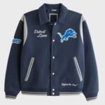 NFL Detroit Lions Classic Blue Wool Varsity Jacket