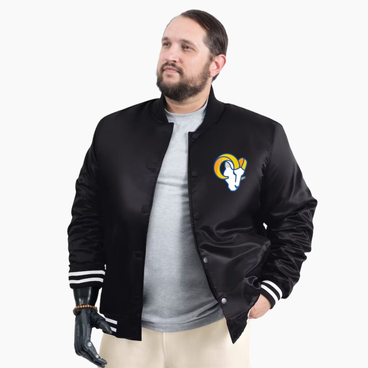 NFL Los Angeles Rams Black Satin Jacket