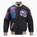 NFL Minnesota Vikings Mashup Mens Rib Wool Varsity Jacket
