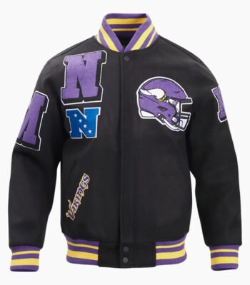 NFL Minnesota Vikings Mashup Mens Rib Wool Varsity Jacket