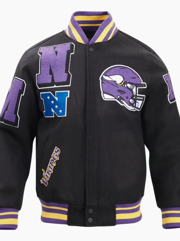 NFL Minnesota Vikings Mashup Mens Rib Wool Varsity Jacket