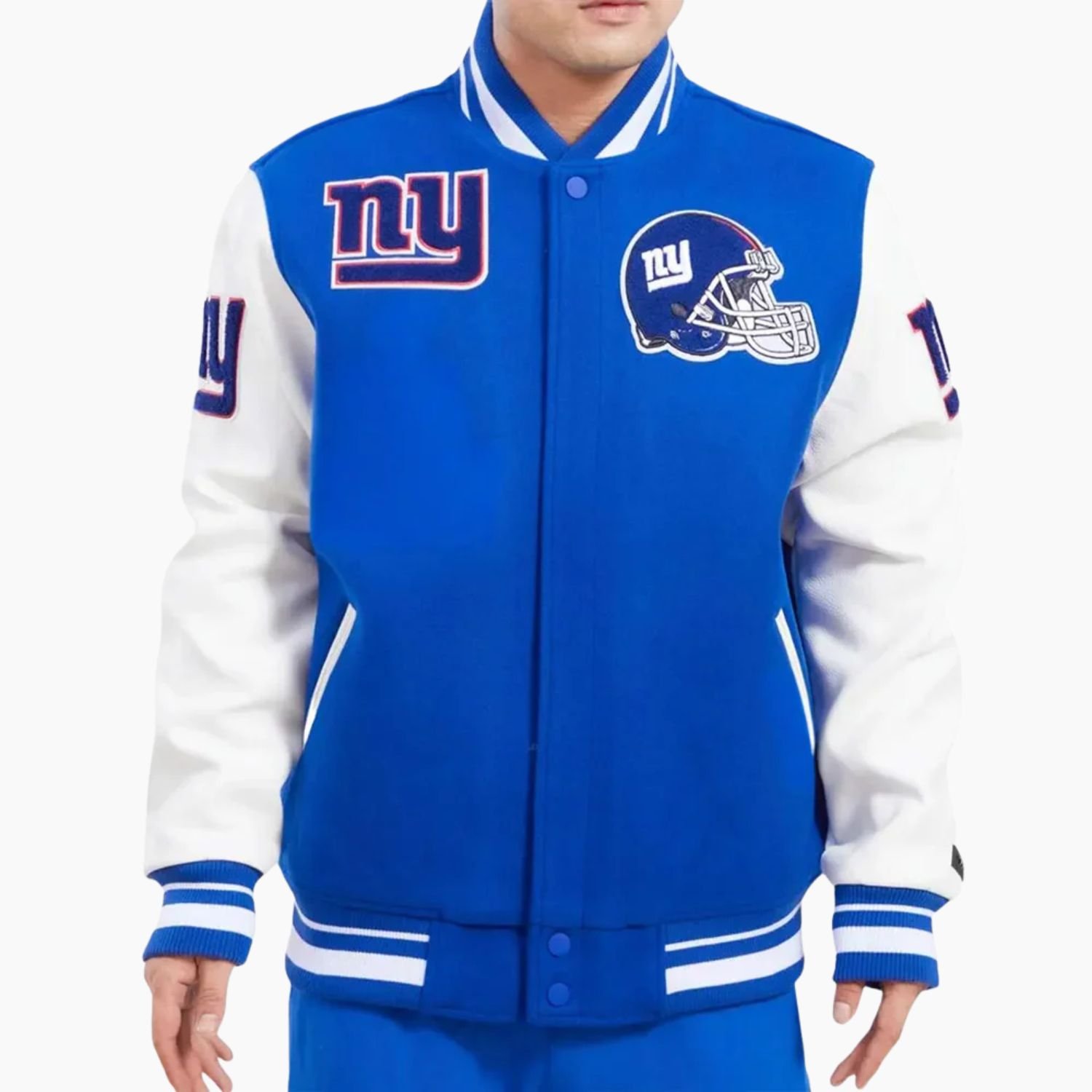 NFL New York Giants Blue White Varsity Jacket NFL New York Giants Blue White Varsity Jacket