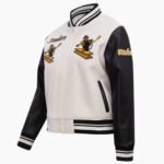 NFL Pittsburgh Steelers Retro Classic Womens Rib White Wool Varsity Jacket