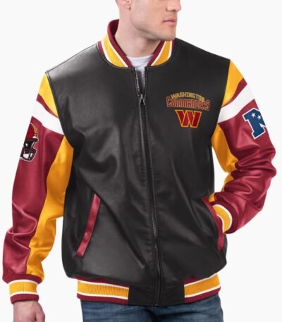 NFL Washington Commanders Varsity Leather Jacket